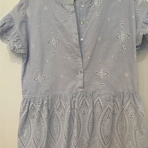 Joie Light Blue Eyelet Blouse
